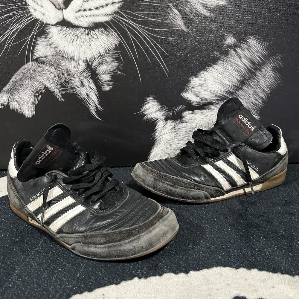 Adidas Mundial Goal 019310 Athletic Sneaker Mens 5 Black Leather Sports Soccer